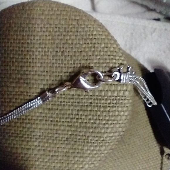 Silvertone beaded chain necklace 3 row - Picture 3 of 7